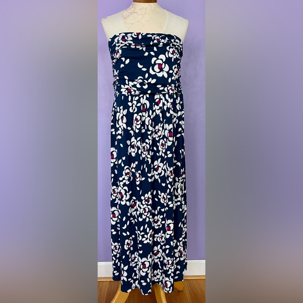 Lane Bryant Convertible Midi Blue Floral Strapless Dress Size 18/20